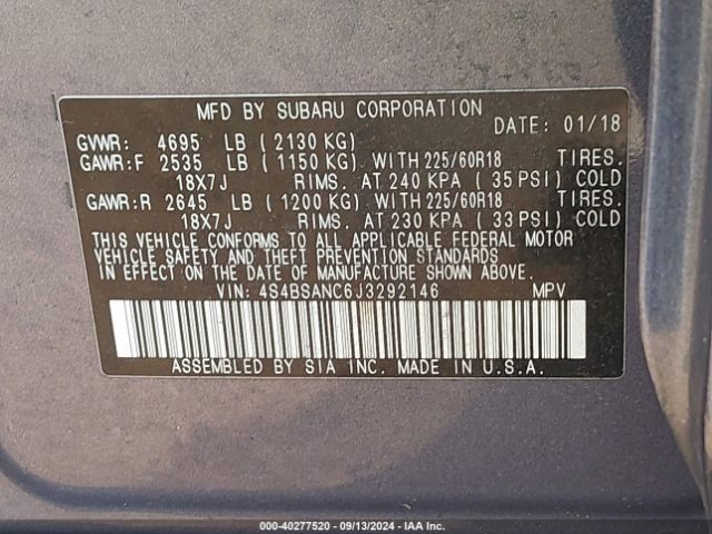 4S4BSANC6J3292146 Subaru Outback 2.5i Limited