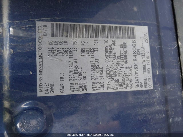 Nissan ROGUE SV 2018 5N1AT2MV8JC848068 Image 9