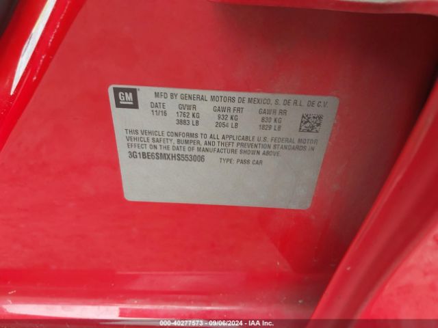 3G1BE6SMXHS553006 Chevrolet Cruze Lt Auto