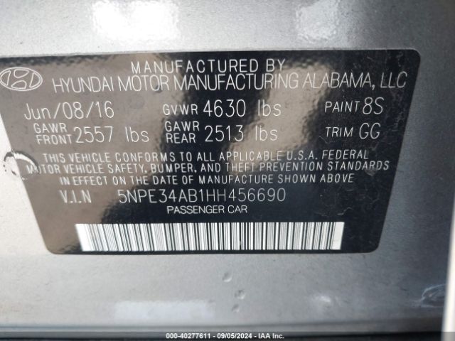 5NPE34AB1HH456690 Hyundai Sonata Sport 2.0t