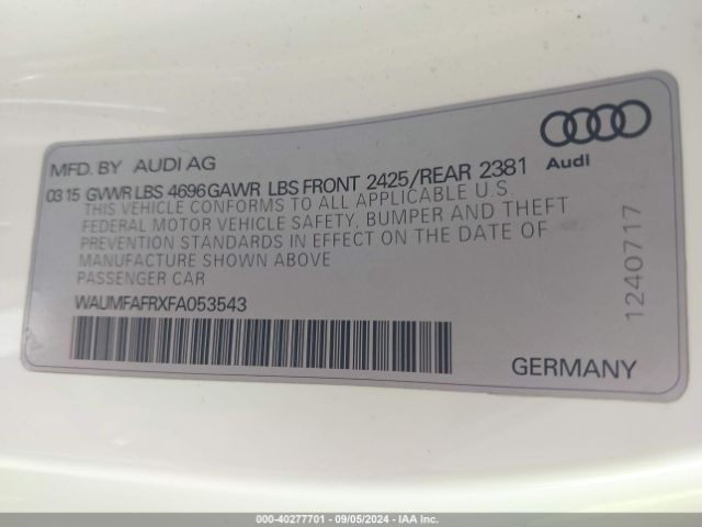 WAUMFAFRXFA053543 Audi A5 2.0t Premium