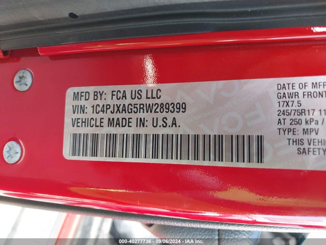 1C4PJXAG5RW289399 Jeep Wrangler 2-door Sport S 4x4