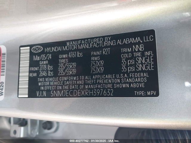 Hyundai Tucson Limited 2024 5NMJECDEXRH397632 Image 9