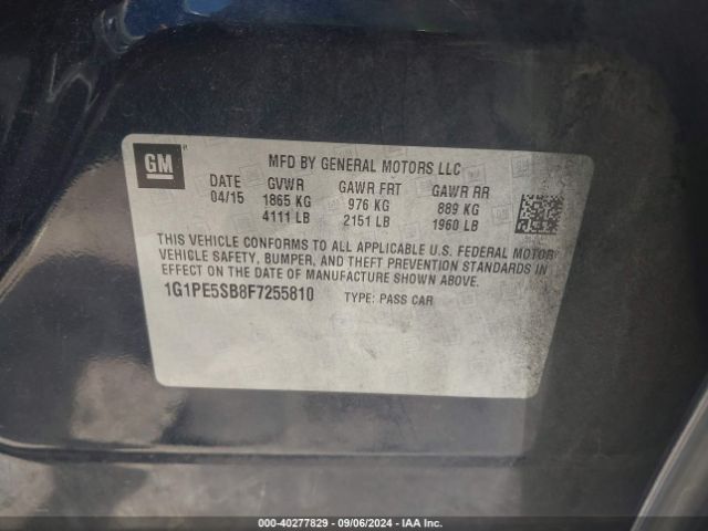 1G1PE5SB8F7255810 Chevrolet Cruze 2lt Auto