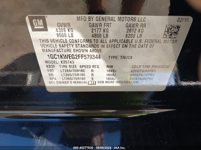 Chevrolet Silverado 2500hd Ltz 2015 1GC1KWEG2FF579344 Image 9