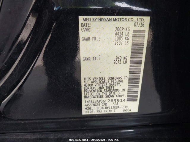1N4BL3AP3GC269914 Nissan Altima 3.5 Sr