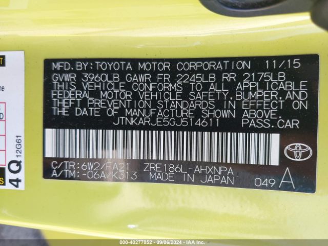 JTNKARJE5GJ514611 Scion IM
