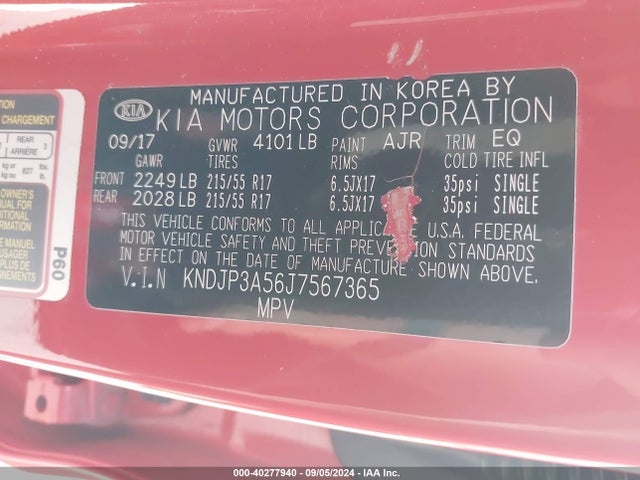 KIA SOUL + 2018 KNDJP3A56J7567365 Image 9