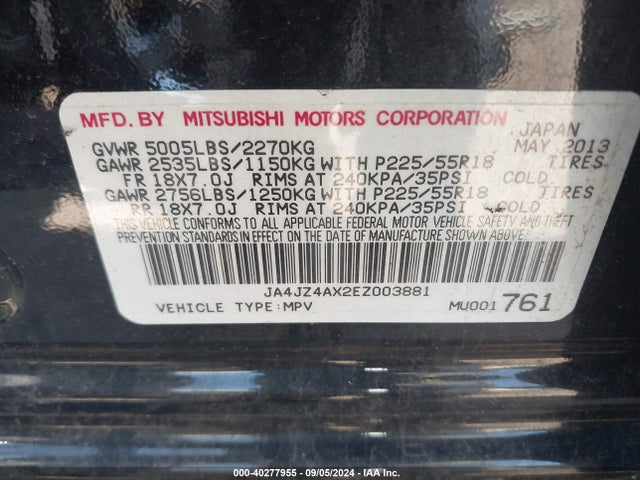 JA4JZ4AX2EZ003881 Mitsubishi OUTLANDER GT