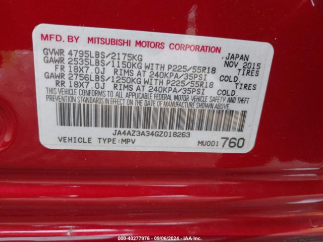 JA4AZ3A34GZ018263 Mitsubishi Outlander Es