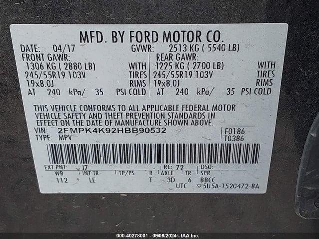 Ford Edge Titanium 2017 2FMPK4K92HBB90532 Image 9