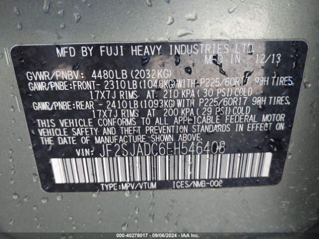 JF2SJADC6EH546408 Subaru Forester 2.5i Premium