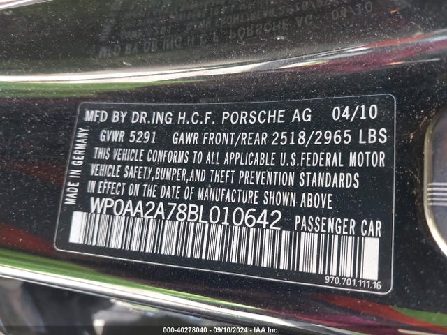 2011 PORSCHE PANAMERA WP0AA2A78BL010642 Photo 8