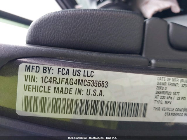 1C4RJFAG4MC535663 Jeep Grand Cherokee Laredo X 4x4