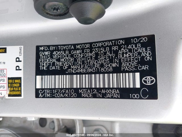 Toyota COROLLA SE 2021 JTND4MBE8M3118058 Image 9