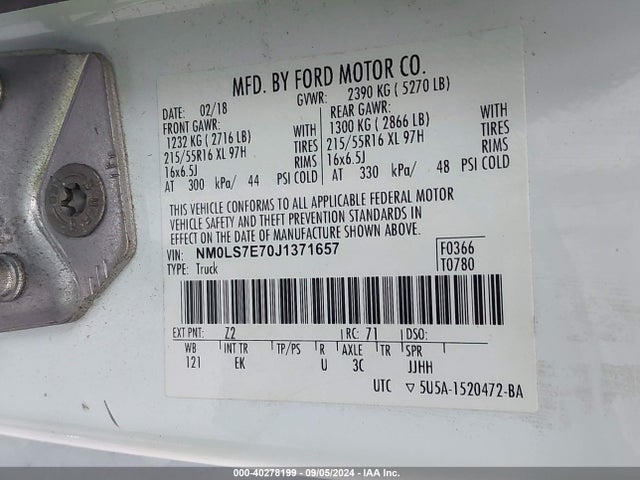 Ford Transit Connect Xl 2018 NM0LS7E70J1371657 Image 9