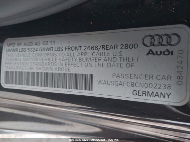 2012 AUDI A7 WAUSGAFC8CN002238 Photo 8