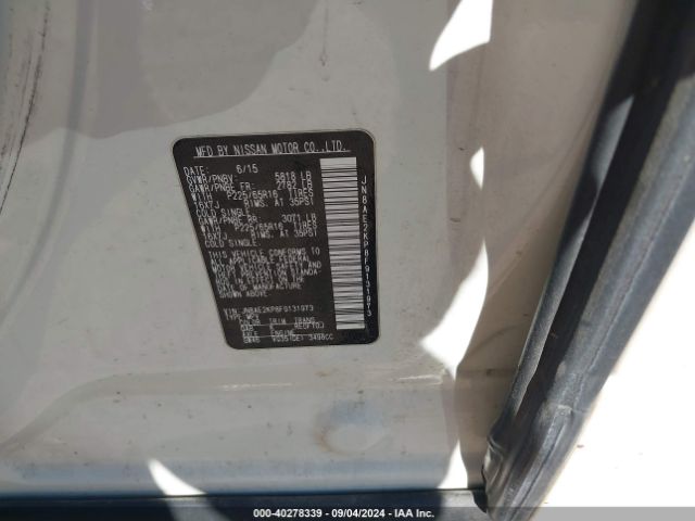 JN8AE2KP8F9131973 Nissan Quest Platinum/s/sl/sv