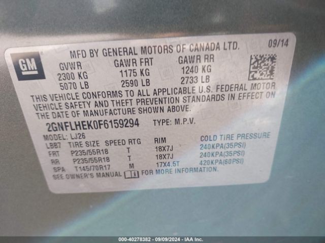 2GNFLHEK0F6159294 Chevrolet Equinox Ltz