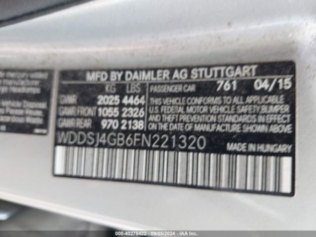 WDDSJ4GB6FN221320 Mercedes-Benz CLA 250 4MATIC