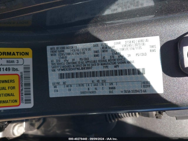 Ford Bronco Badlands 2022 1FMEE5DH7NLB83807 Image 9
