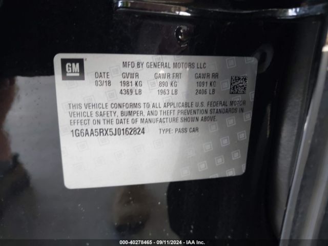 1G6AA5RX5J0162824 Cadillac Ats Standard