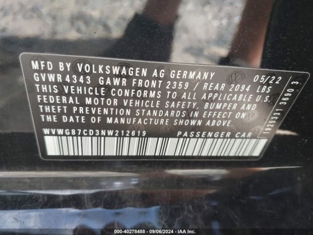 WVWG87CD3NW212619 Volkswagen Golf Gti 2.0t S