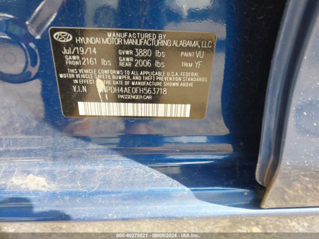 5NPDH4AE0FH563718 Hyundai Elantra Limited