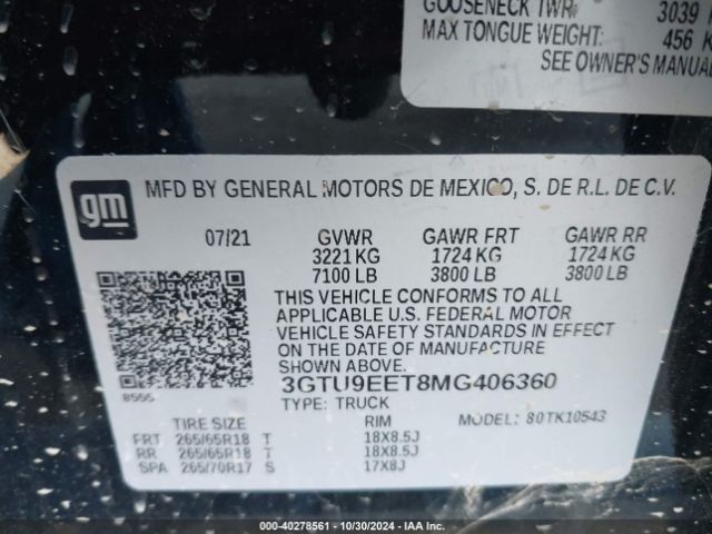 3GTU9EET8MG406360 GMC Sierra 1500 4wd  Short Box At4