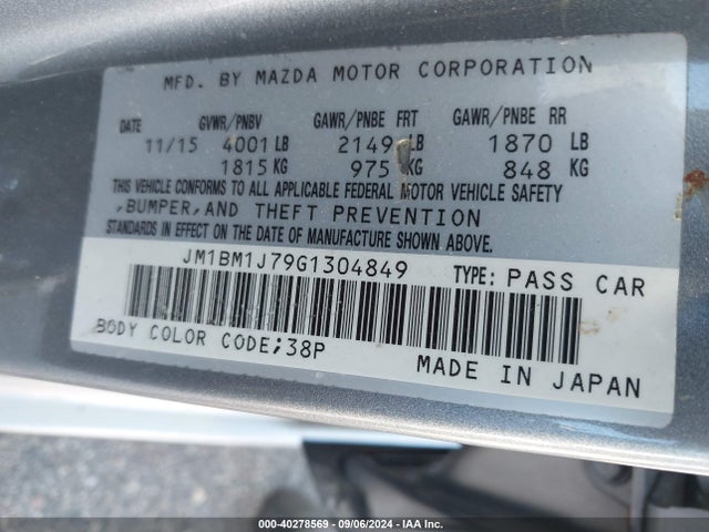 Mazda Mazda3 I Sport 2016 JM1BM1J79G1304849 Image 9