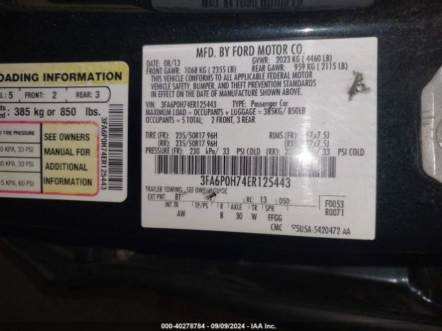 3FA6P0H74ER125443 Ford FUSION SE