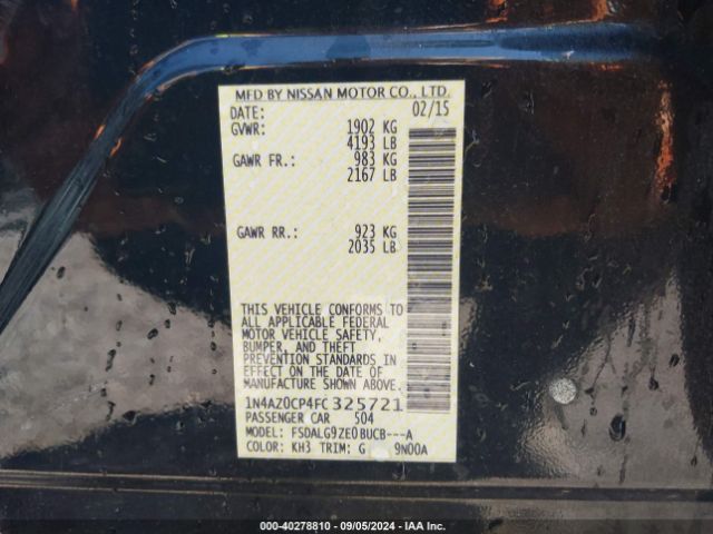 1N4AZ0CP4FC325721 Nissan Leaf Sl