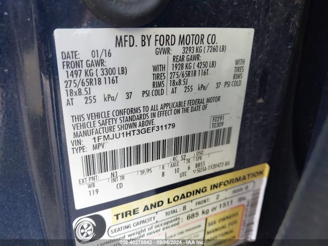 Ford Expedition Xlt 2016 1FMJU1HT3GEF31179 Image 9