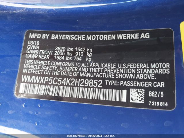 WMWXP5C54K2H29852 Mini Hardtop Cooper