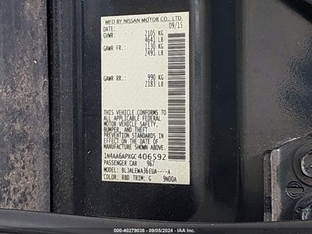 1N4AA6APXGC406592 Nissan Maxima 3.5 Sl