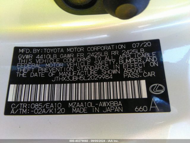 JTHX3JBH5L2029984 Lexus UX 200