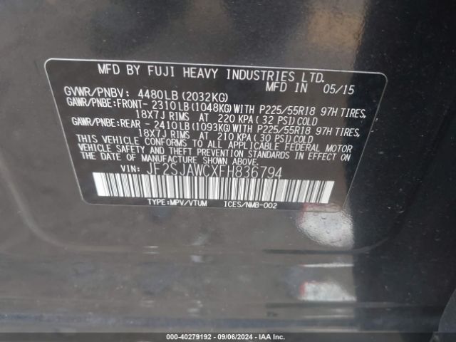 JF2SJAWCXFH836794 Subaru Forester 2.5i Touring