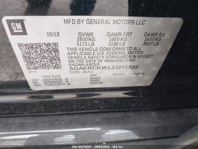 5GAERCKW1JJ271922 Buick Enclave Premium