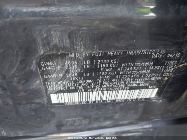 4S4BSANC5H3206786 Subaru Outback 2.5i Limited