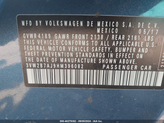 Volkswagen Jetta 1.4t S 2017 3VW2B7AJ9HM396082 Image 9