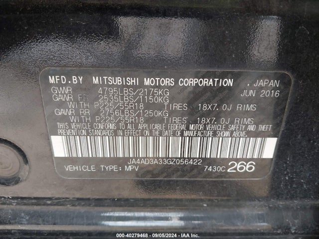 2016 MITSUBISHI OUTLANDER JA4AD3A33GZ056422 Photo 8
