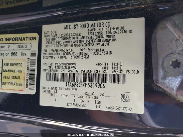1FA6P8CF7H5319906 Ford MUSTANG GT