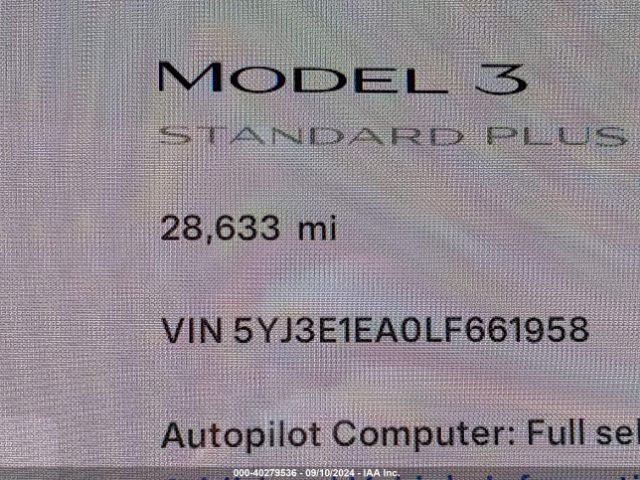 5YJ3E1EA0LF661958 Tesla Model 3 Standard Range Plus Rear-wheel Drive/standard Range Rear-wheel Drive