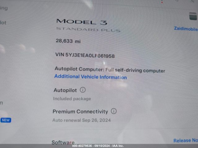 5YJ3E1EA0LF661958 Tesla Model 3 Standard Range Plus Rear-wheel Drive/standard Range Rear-wheel Drive