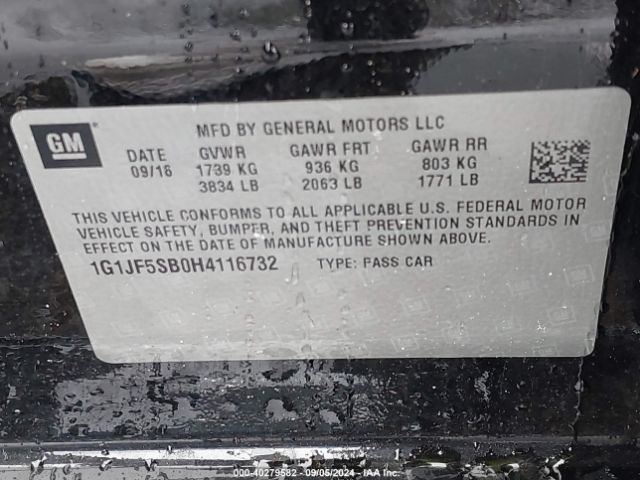 1G1JF5SB0H4116732 Chevrolet Sonic Premier Auto