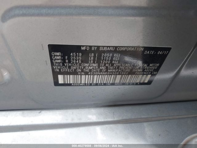 4S3BNAN66H3061960 Subaru Legacy 2.5i Limited