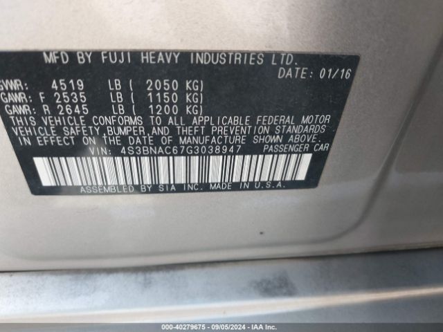 4S3BNAC67G3038947 Subaru Legacy 2.5i Premium