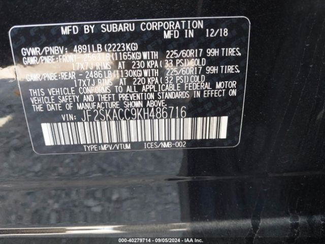 JF2SKACC9KH486716 Subaru Forester