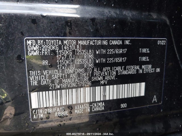 Toyota Rav4 Xle 2022 2T3W1RFV3NC179296 Image 9