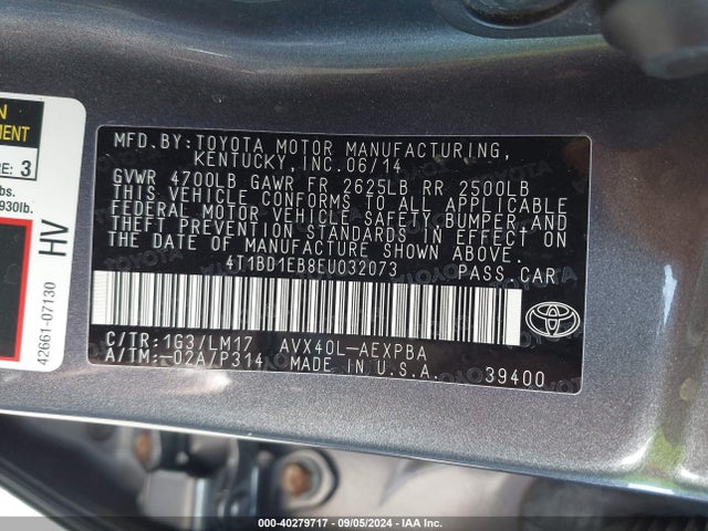 Toyota Avalon Hybrid Limited 2014 4T1BD1EB8EU032073 Image 9